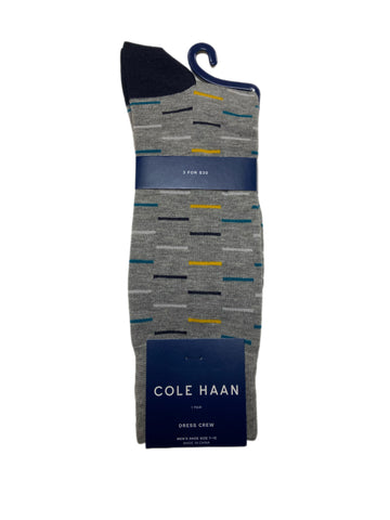 COLE HAAN Men's 1 Pair Gray Crew Dress Socks Sz 7-12 NWT
