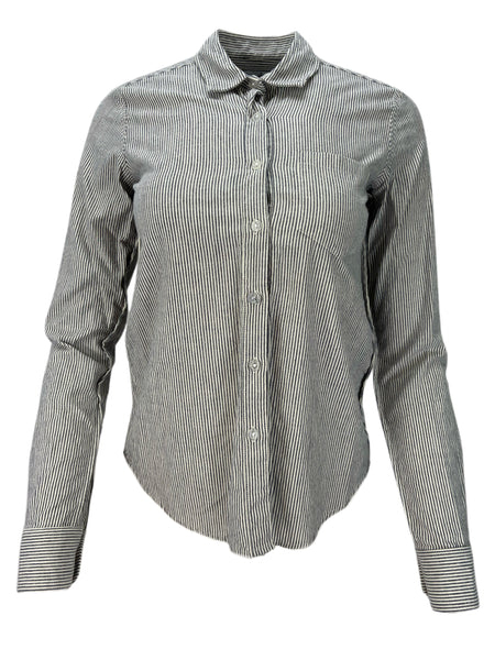 STEVEN ALAN Women's Navy Reverse Striped Casual Shirt Sz P NWT