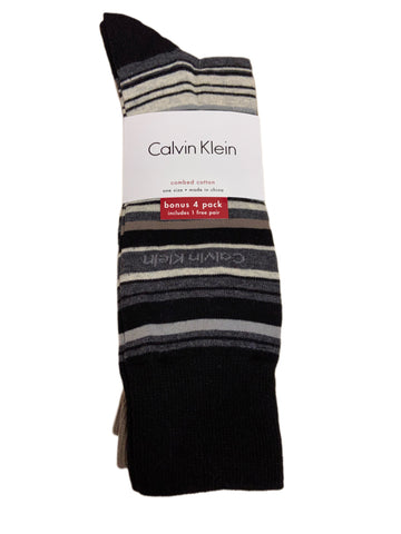 Calvin Klein Men's 4 Pair Multicolor Mid Calf Combed Cotton Socks Sz 7-12 NWT