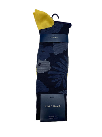 COLE HAAN Men's 1 Pair Navy Crew Dress Socks Sz 7-12 NWT