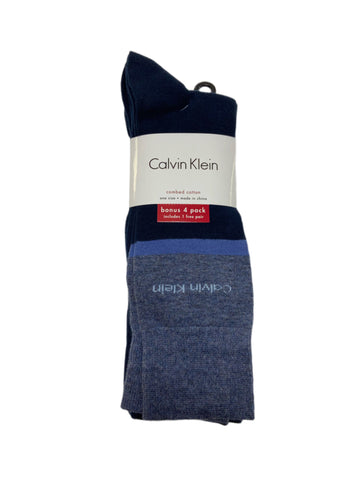 Calvin Klein Men's 4 Pair Navy Mid Calf Combed Cotton Socks Sz 7-12 NWT