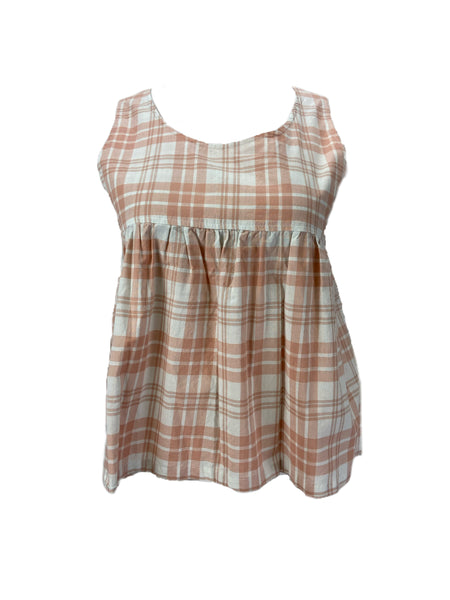 STEVEN ALAN Women's Peach Willow Sleeveless Plaid Tank Top NWT