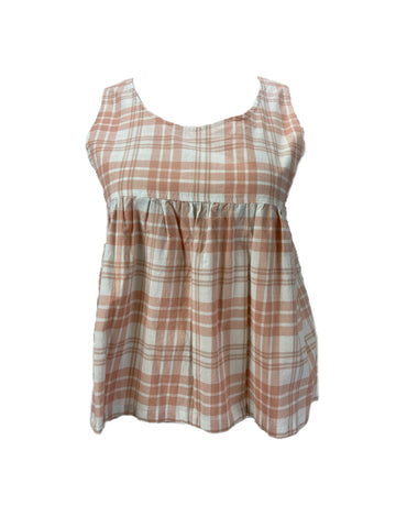 STEVEN ALAN Women's Peach Willow Sleeveless Plaid Tank Top NWT