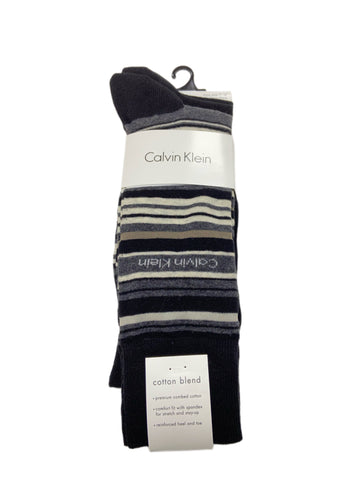 Calvin Klein Men's 3 Pair Black Mid Calf Cotton Blend Socks Sz 7-12 NWT
