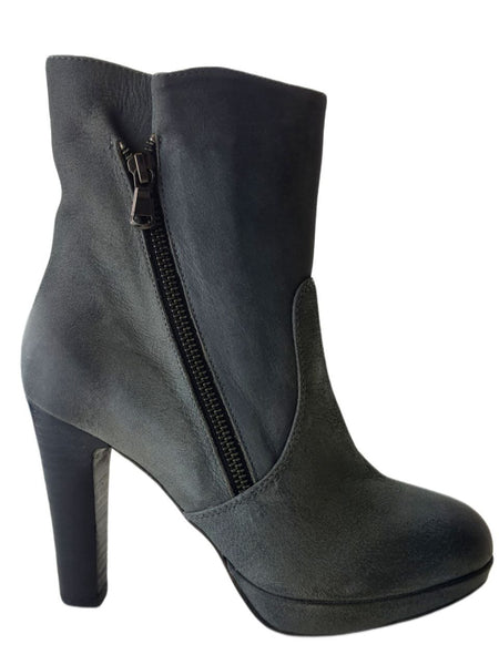 LIEBESKIND Women's Grey Nubuk 4 Inch Heeled Ankle High Boots #LK2012 NWOB