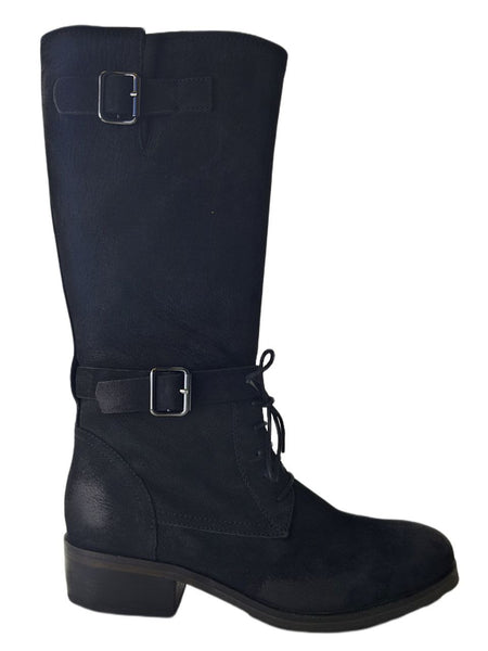LIEBESKIND Women's Black Leather Zipped Knee High Boots #LK2016 NWOB