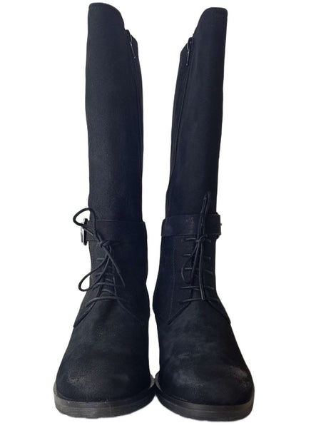 LIEBESKIND Women's Black Leather Zipped Knee High Boots #LK2016 NWOB