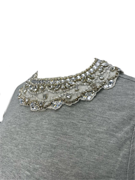 HAUTE HIPPIE Women's Grey Collared T-Shirt #2260 NWT