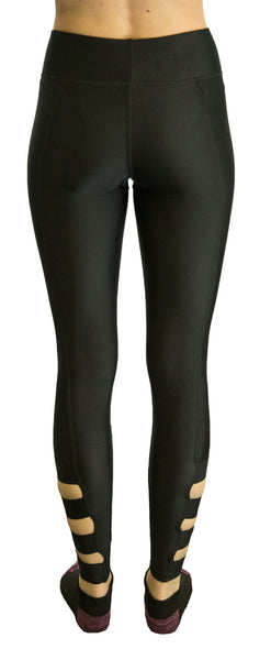 TEREZ Women's Black Slit Detail Leggings #2285 NWT