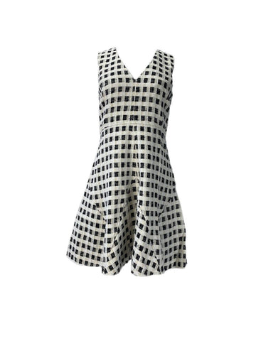 DEREK LAM Women's Black White V-Neck Dress #25C 6 NWOT