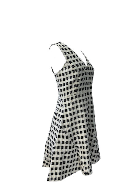 DEREK LAM Women's Black White V-Neck Dress #25C 6 NWOT