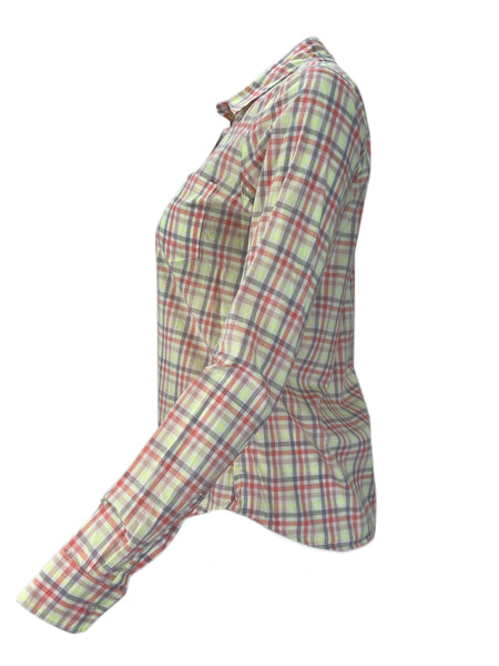 STEVEN ALAN Women's Multicolor Reverse Seam Plaid Casual Shirt Sz M NWT