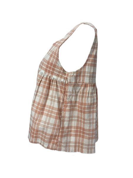 STEVEN ALAN Women's Peach Willow Sleeveless Plaid Tank Top NWT