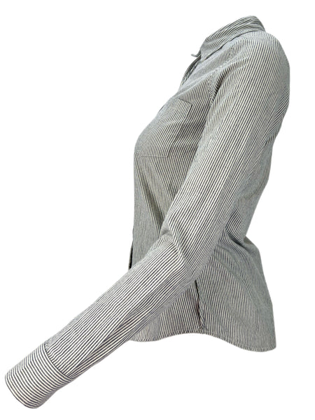 STEVEN ALAN Women's Navy Reverse Striped Casual Shirt Sz P NWT