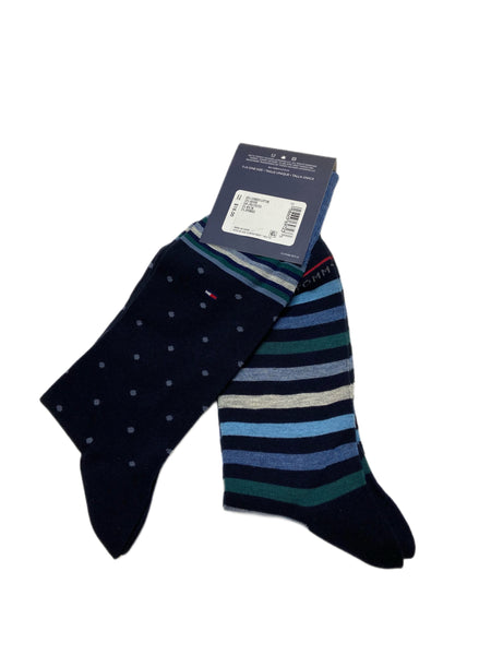 TOMMY HILFIGER Men's 2 Pairs Multicolor Premium Blend Mid Calf Socks Sz 7-12 NWT