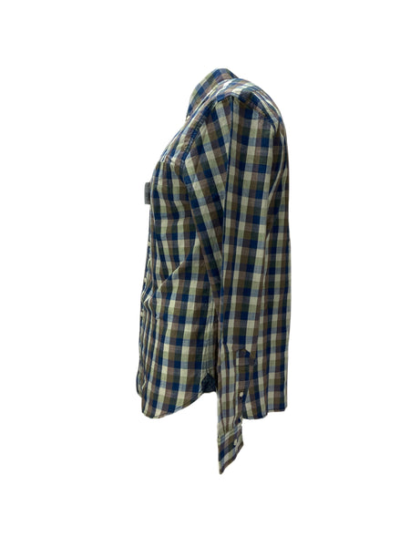 GRAYERS Men's Brown Indigo Green Long Sleeve Plaid Shirt Sz M NWT