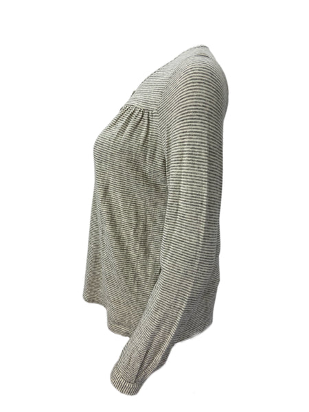 STEVEN ALAN Women's Gray Roxanne Long Sleeve Striped Sweatshirt Sz S NWT