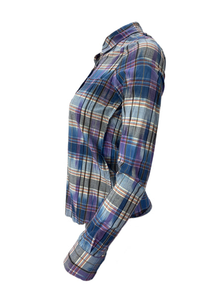 STEVEN ALAN Women's Multicolor Revseam Plaid Casual Shirt Sz P NWT