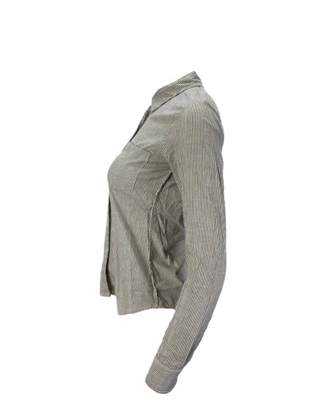 STEVEN ALAN Women's White Reverse Striped Casual Shirt Sz P NWT