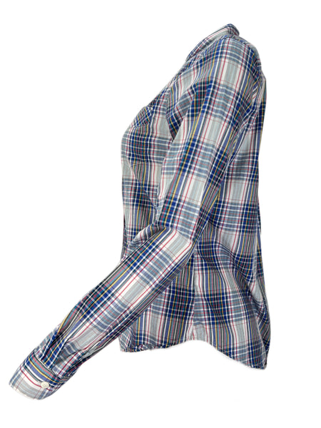 STEVEN ALAN Women's Multicolor Single Needle Plaid Casual Shirt NWT