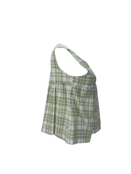 STEVEN ALAN Women's Green Willow Sleeveless Plaid Tank Top NWT