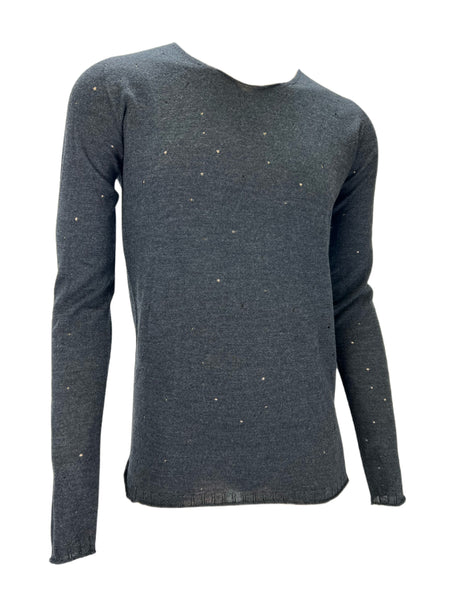 MD75 Antracite Men's Faded Black Distressed Long Sleeve Pullover Sz S NWT