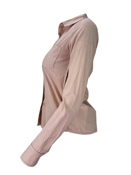 STEVEN ALAN Women's White Reverse Plaid Casual Shirt Sz P NWT