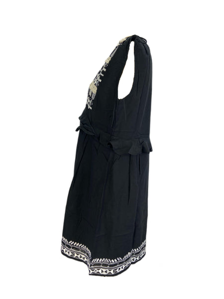 Catherine Malandrino Women's Black Beauty Open Market Embroidered Dress Sz M NWT