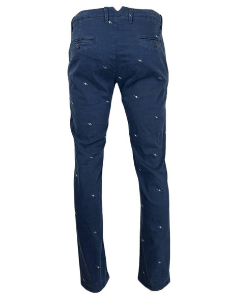 MACCHIA J Men's Blue Straight Leg Denim Embroidered Pants Sz 34 NWOT