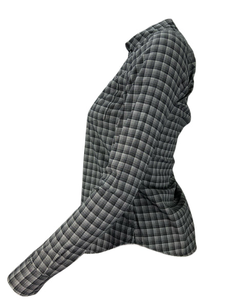 STEVEN ALAN Women's Black Reverse Seam Plaid Casual Shirt Sz P NWT