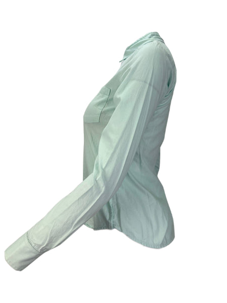 STEVEN ALAN Women's Blue Reverse Seam Casual Shirt Sz P NWT