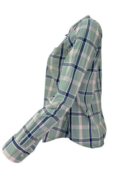 STEVEN ALAN Women's Green Revseam Long Sleeve Casual Shirt Sz M NWT