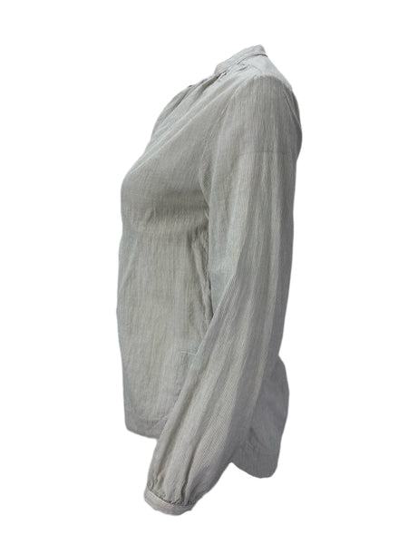 STEVEN ALAN Women's Gray Long Sleeve Striped Button Front Blouse Sz P NWT