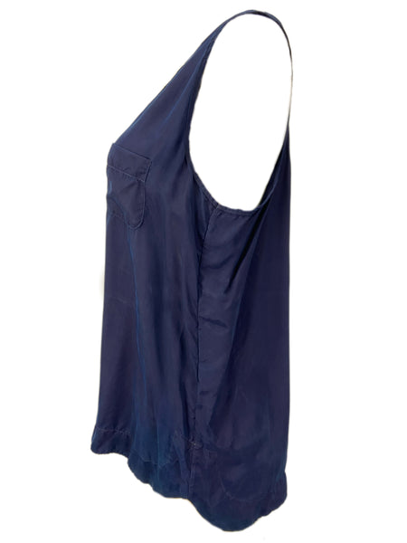 STEVEN ALAN Women's Navy Betty Sleeveless Tank Top Sz L NWT