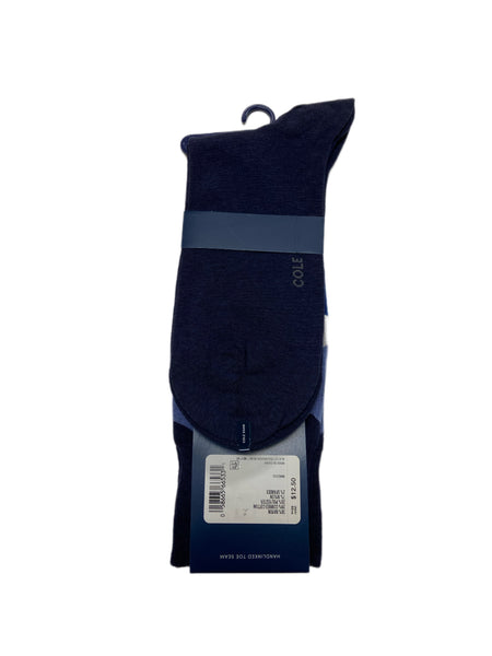 COLE HAAN Men's 1 Pair Marine Blue Crew Dress Socks Sz 7-12 NWT