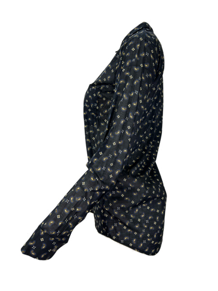 STEVEN ALAN Women's Black Patterned Boyfriend Casual Shirt Sz S NWT