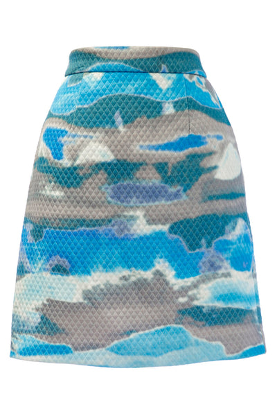 VON VONNI Women's Blue Multi Quilted Mini Skirt 3012 $98 NEW