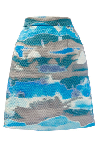 VON VONNI Women's Blue Multi Quilted Mini Skirt 3012 $98 NEW