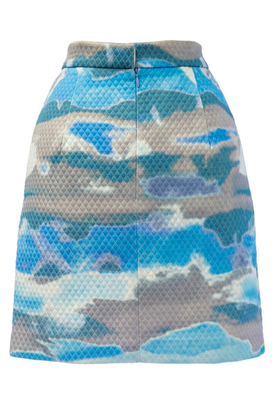 VON VONNI Women's Blue Multi Quilted Mini Skirt 3012 $98 NEW
