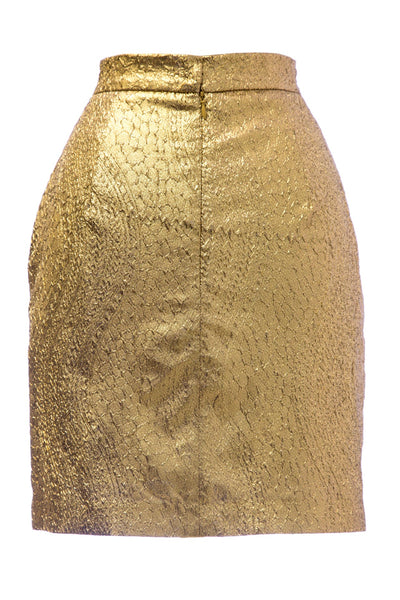 VON VONNI Women's Gold Shimmery Graphic Pattern Mini Skirt 3012 $98 NEW