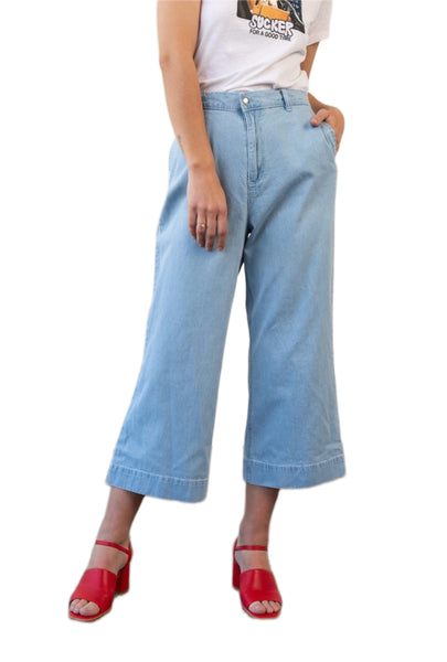 RES DENIM Women's Blue Insider Crop Wide Barrier Jeans #3014 34 NWT