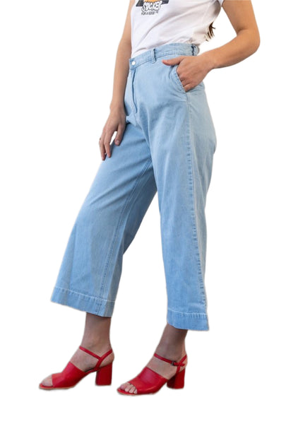 RES DENIM Women's Blue Insider Crop Wide Barrier Jeans #3014 34 NWT