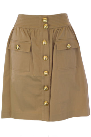 ELIZABETH MCKAY Gold Two Pocket Button Down Jacques Skirt 3061 $195 NWT