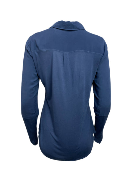 ECRU Women's Blue Lapis Button Down Garment Dye Shirt #3117 S NWT