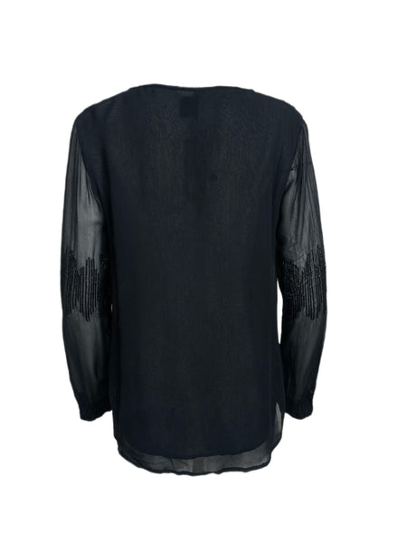 ECRU Women's Black V-Neck Casual Blouse #3127 S NWT