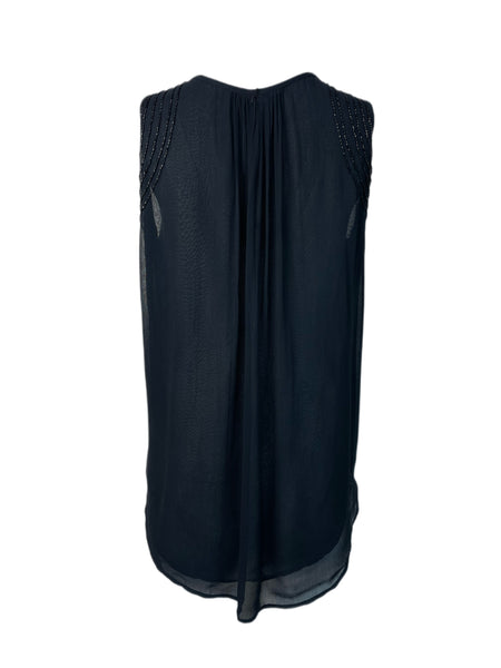 ECRU Women's Black Casual Beaded Top #3131 S NWT