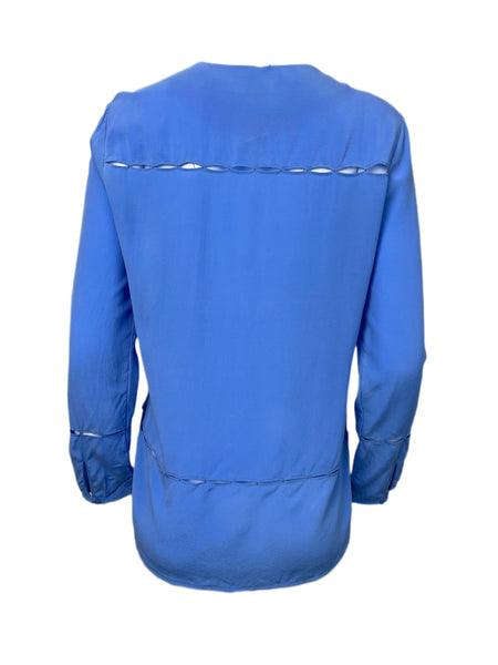 ECRU Women's Blue Cornfower Casual Blouse #3199 S NWT