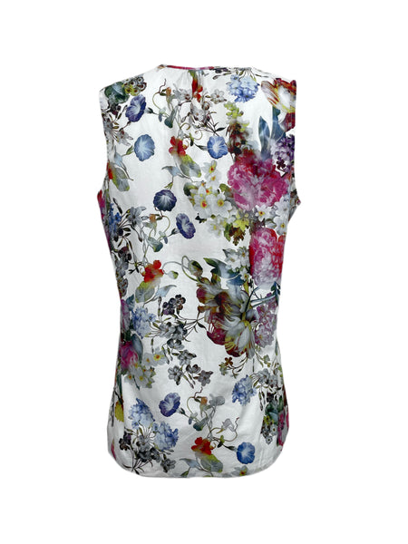 ECRU Women's White All Over Flower Print Top #3201 S NWT