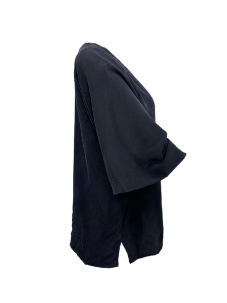 ECRU Women's Navy V-Neck Button Down Top #3218 S NWT