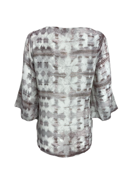 ECRU Women's Grey 3/4 Sleeve Casual Blouse #3236 S NWT